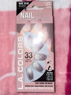 🔥5/$25🔥 New L.A. COLORS NAIL FRILL Medium Coffin Ombré Press On Nails